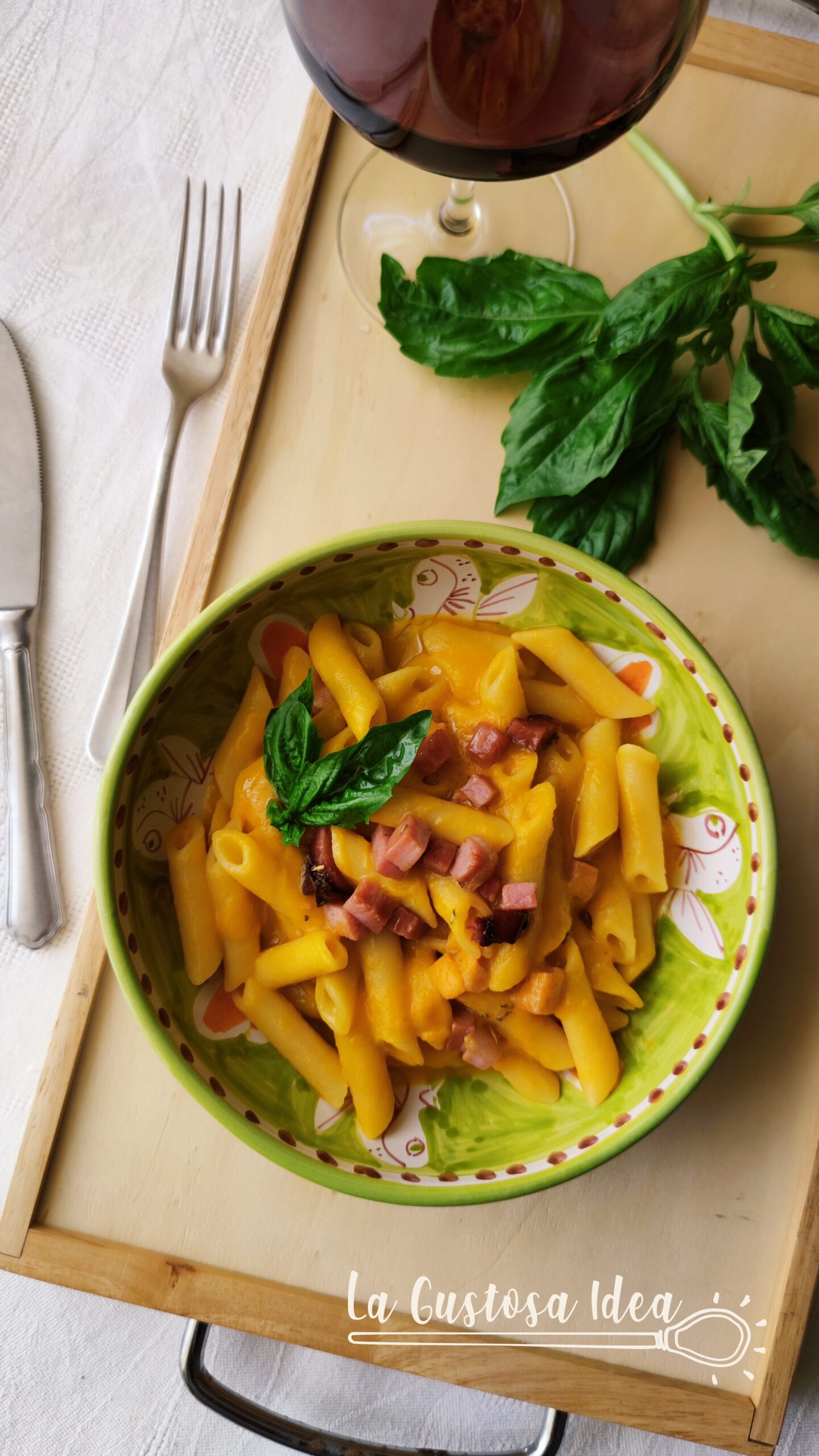Pasta con crema di zucca e speck - La Gustosa Idea