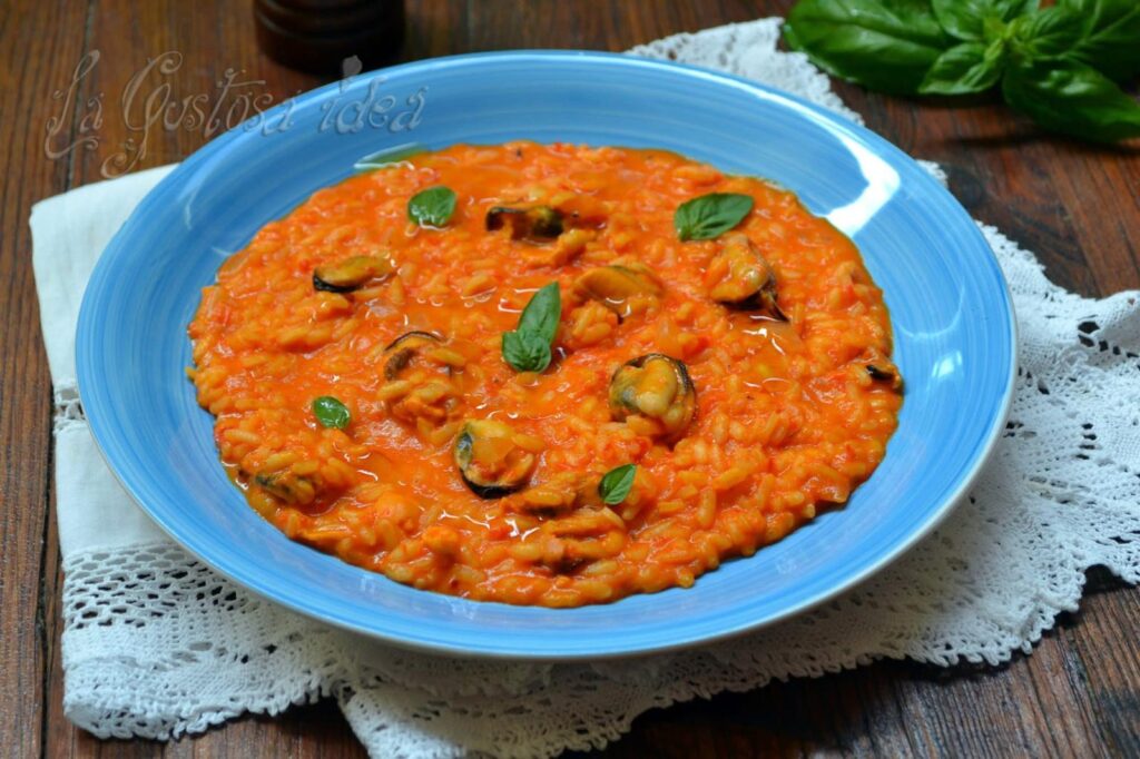 Risotto con crema di peperoni e cozze, La Gustosa Idea